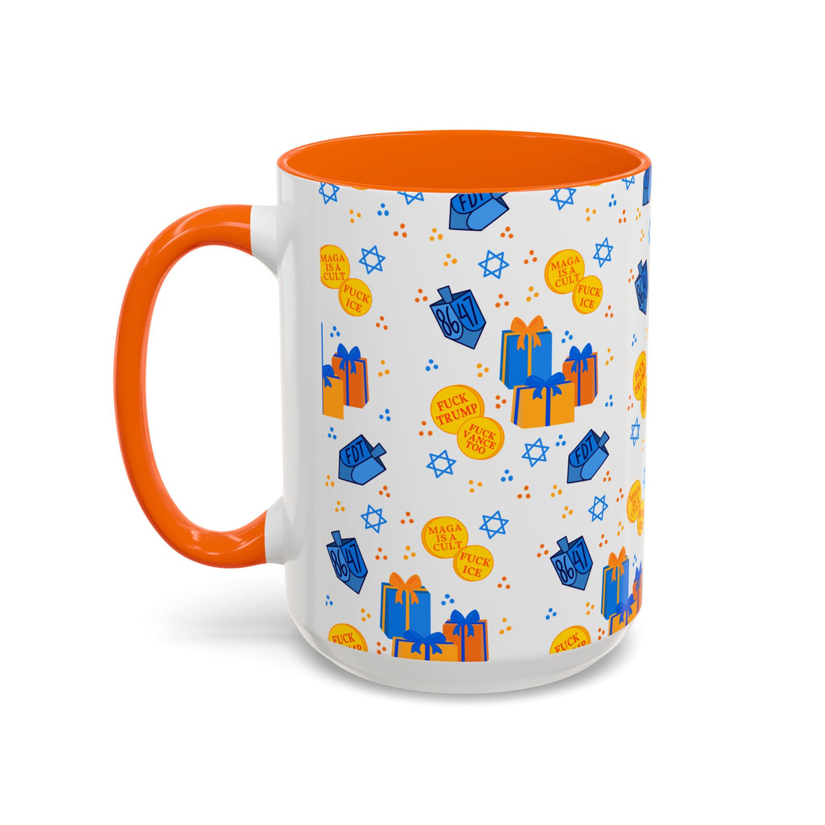 Hanukkah Gift Coffee Mug – Happy Hanukkah Dreidel Gelt Gifts FDT Mug