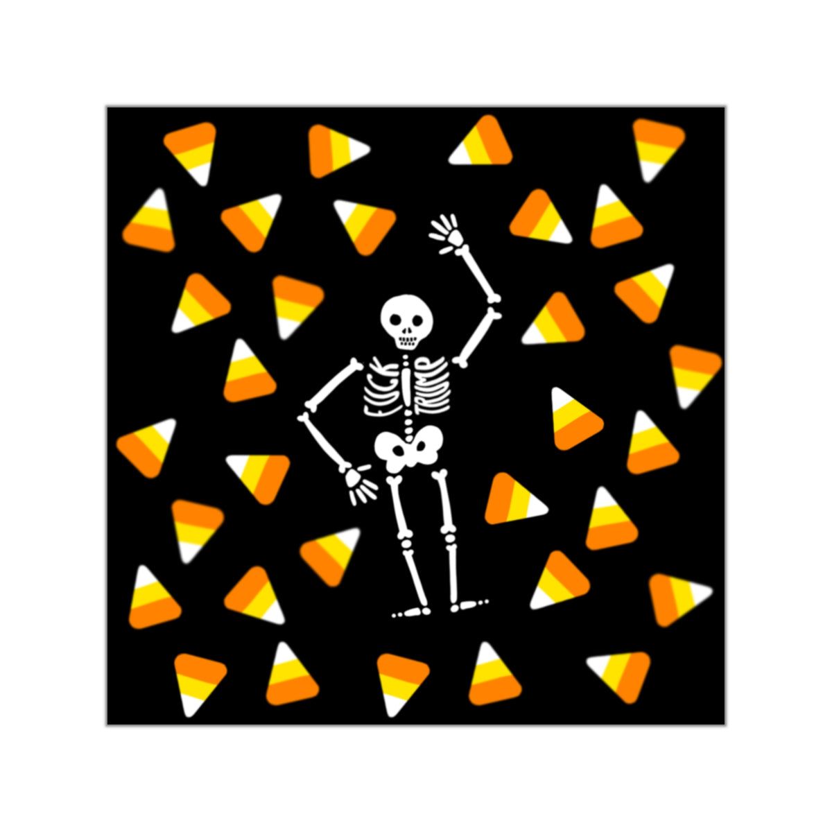 Halloween Candy Corn Square Vinyl Sticker FDT Dancing Skeleton Design