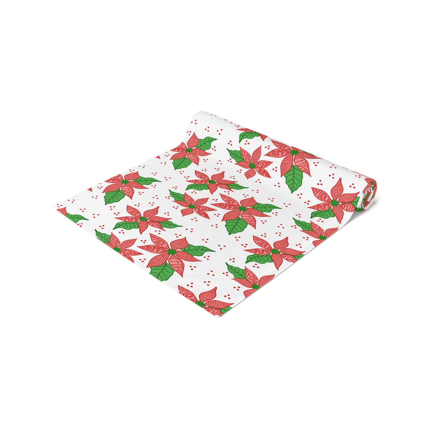 Slightly Subtle Poinsettia Table Runner, Festive FDT Holiday Christmas Decor Table Kitchen Setting