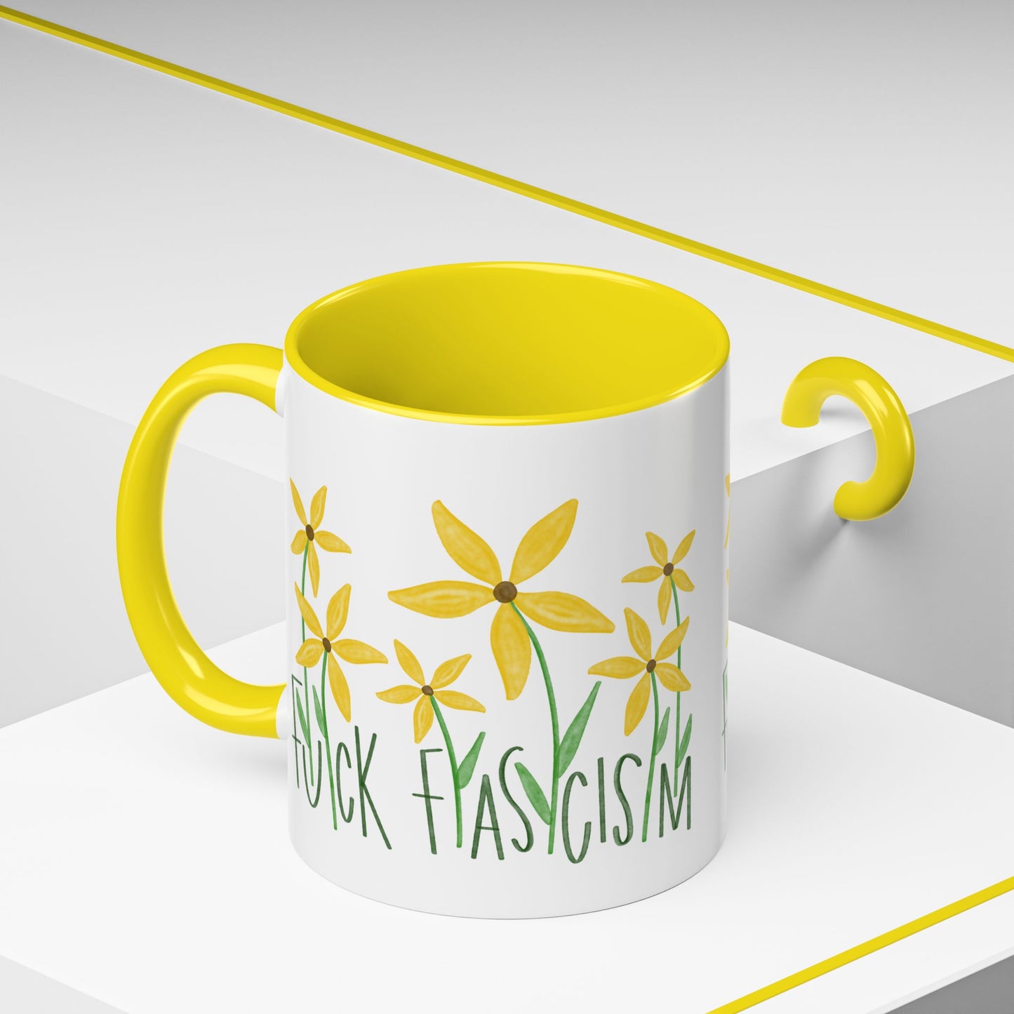 Slightly Subtle Black Eyed Susan Mug | Yellow Flower Accent Coffee Mug
