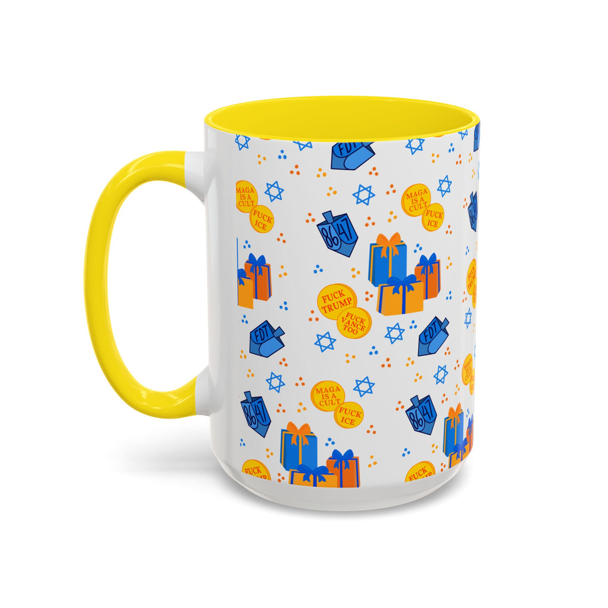 Hanukkah Gift Coffee Mug – Happy Hanukkah Dreidel Gelt Gifts FDT Mug