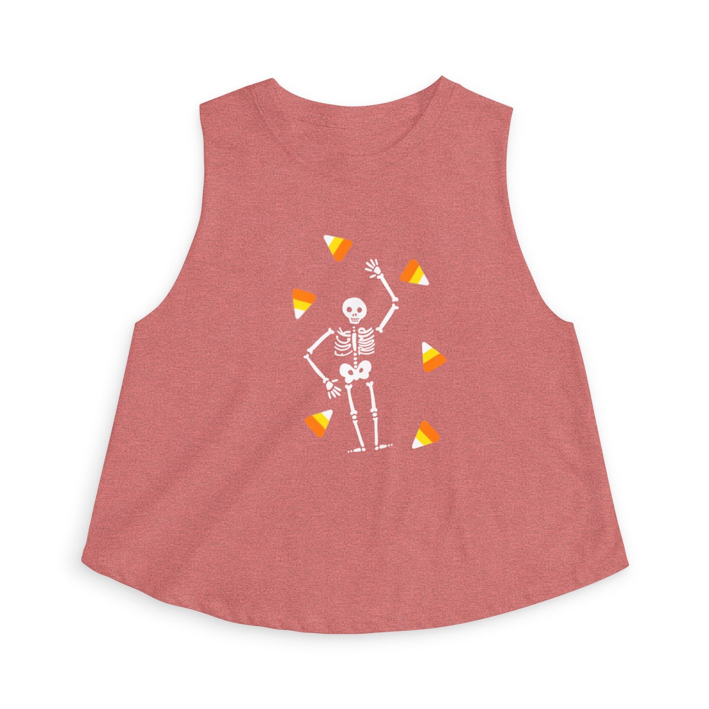 Halloween Candy Corn Skeleton Crop Top Tank