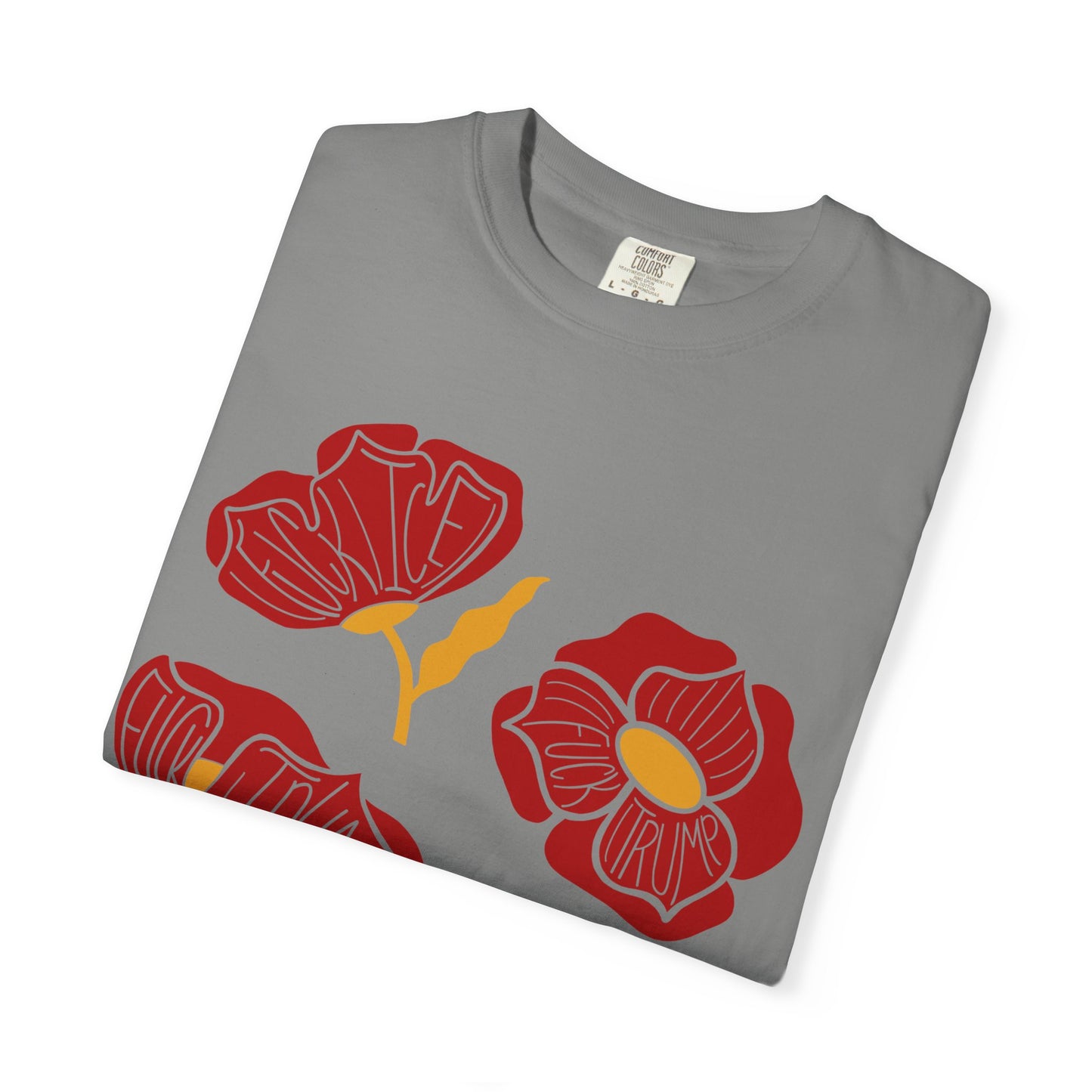 Slightly Subtle Red Abstract Poppy Flowers T-Shirt | Floral Graphic Tee FDT