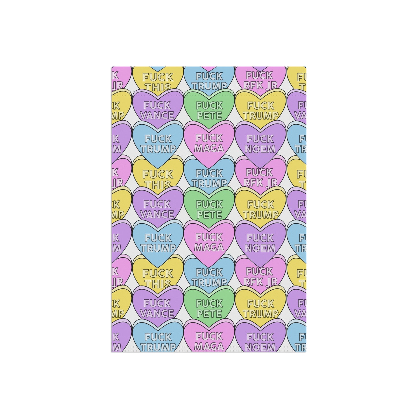 Slightly Subtle Conversation Hearts Garden Flag | House Garden Banner