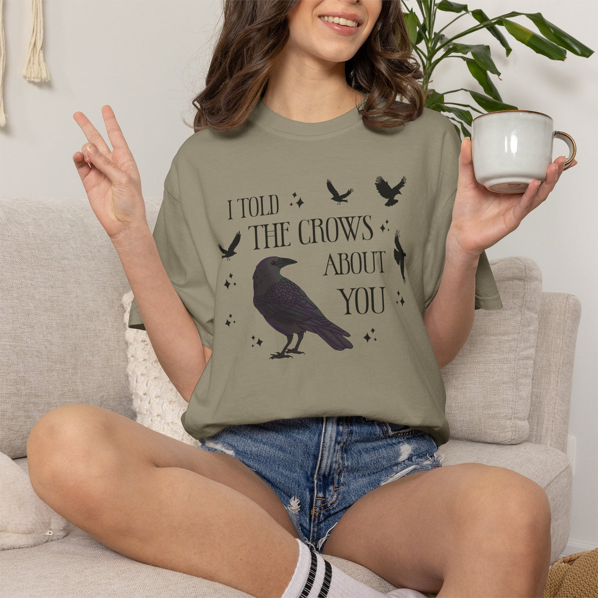 I Told The Crows About You Witchy Crow Raven Graphic Tee