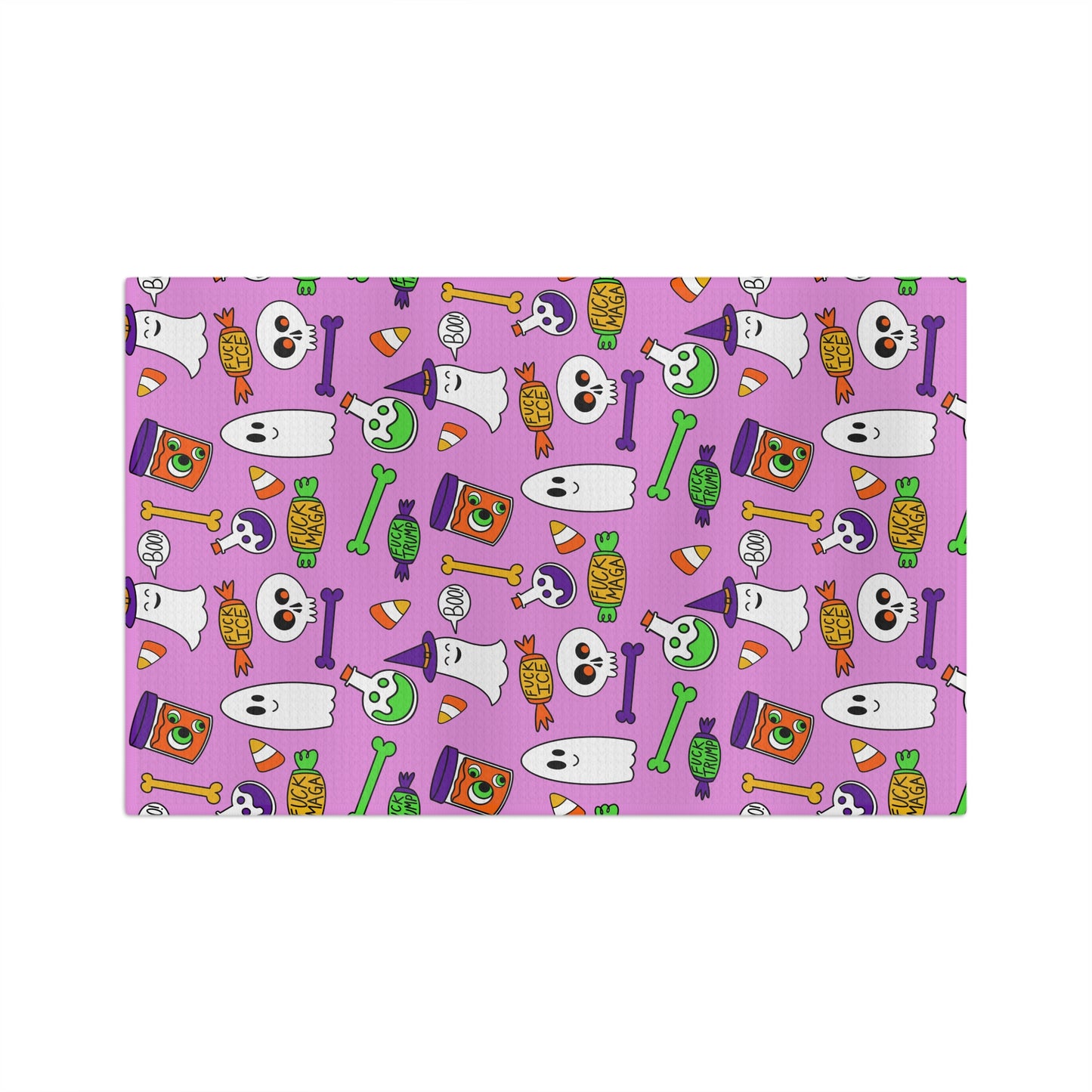 Halloween Ghosts & Candy Microfiber Tea Towel  Cute Spooky Kitchen Towel pink