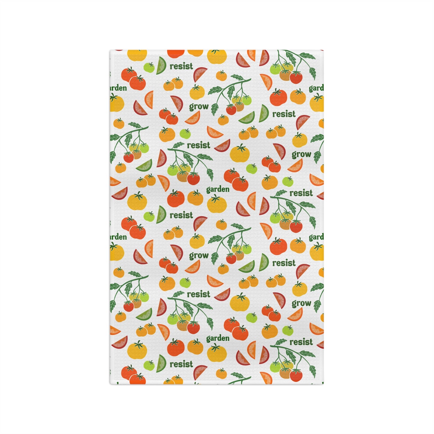 Grow Resist Garden Tomato Pattern Tea Towel Waffle Weave Microfiber