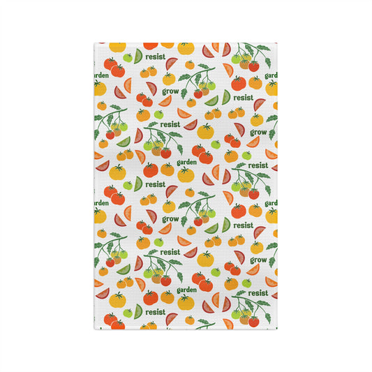 Grow Resist Garden Tomato Pattern Tea Towel Waffle Weave Microfiber