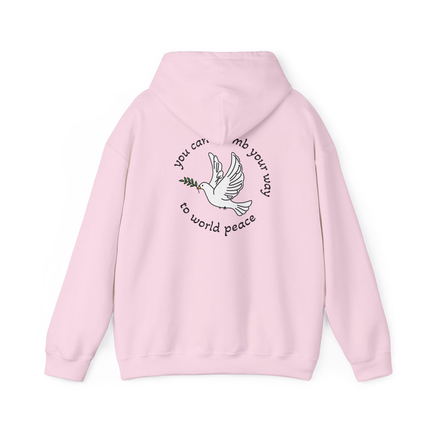 Bombs for World Peace Dove with Olive Branch Hoodie | front and back sweatshirt
