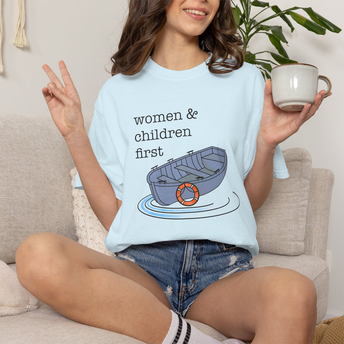 Lifeboat Matriarchy Women & Children First Nautical Boat Graphic T-Shirt