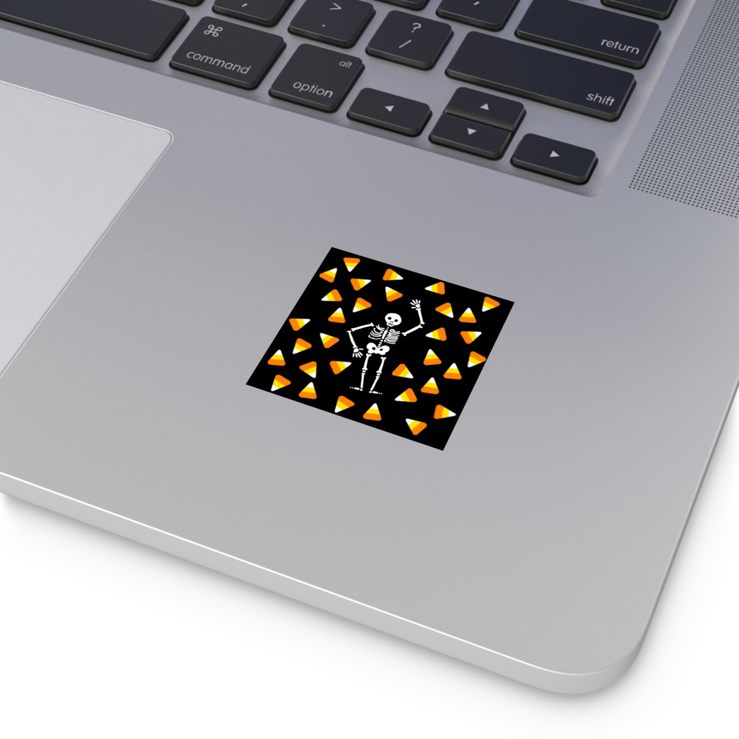 Halloween Candy Corn Square Vinyl Sticker FDT Dancing Skeleton Design