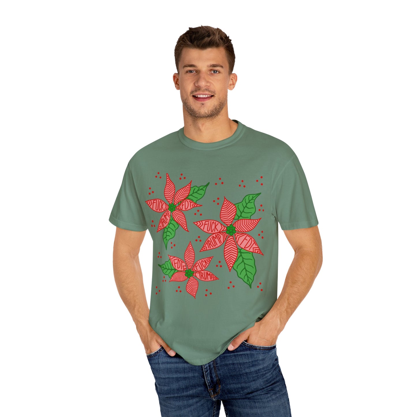 Slightly Subtle Poinsettia T-Shirt - Festive FDT Holiday Gift, Christmas Shirt, Unisex Tee, Floral Design, Casual Wear