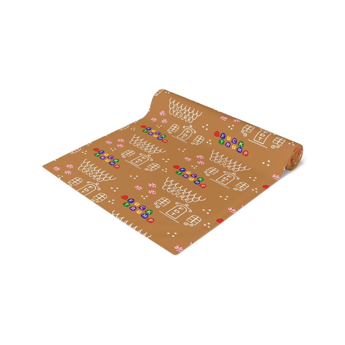 Gingerbread House Table Runner, Festive Cotton Runner for Holiday Decor, Christmas Table Decoration, Kitchen or Dining Table Accessory