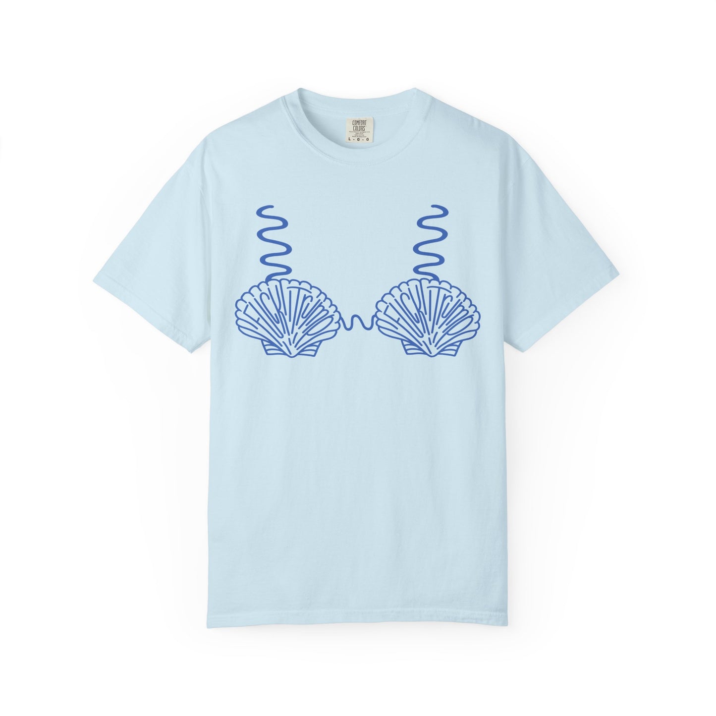 Slighly Subtle Seashell Bikini Line Art T-Shirt | Beachy Mermaid Shells Graphic Tee FDT
