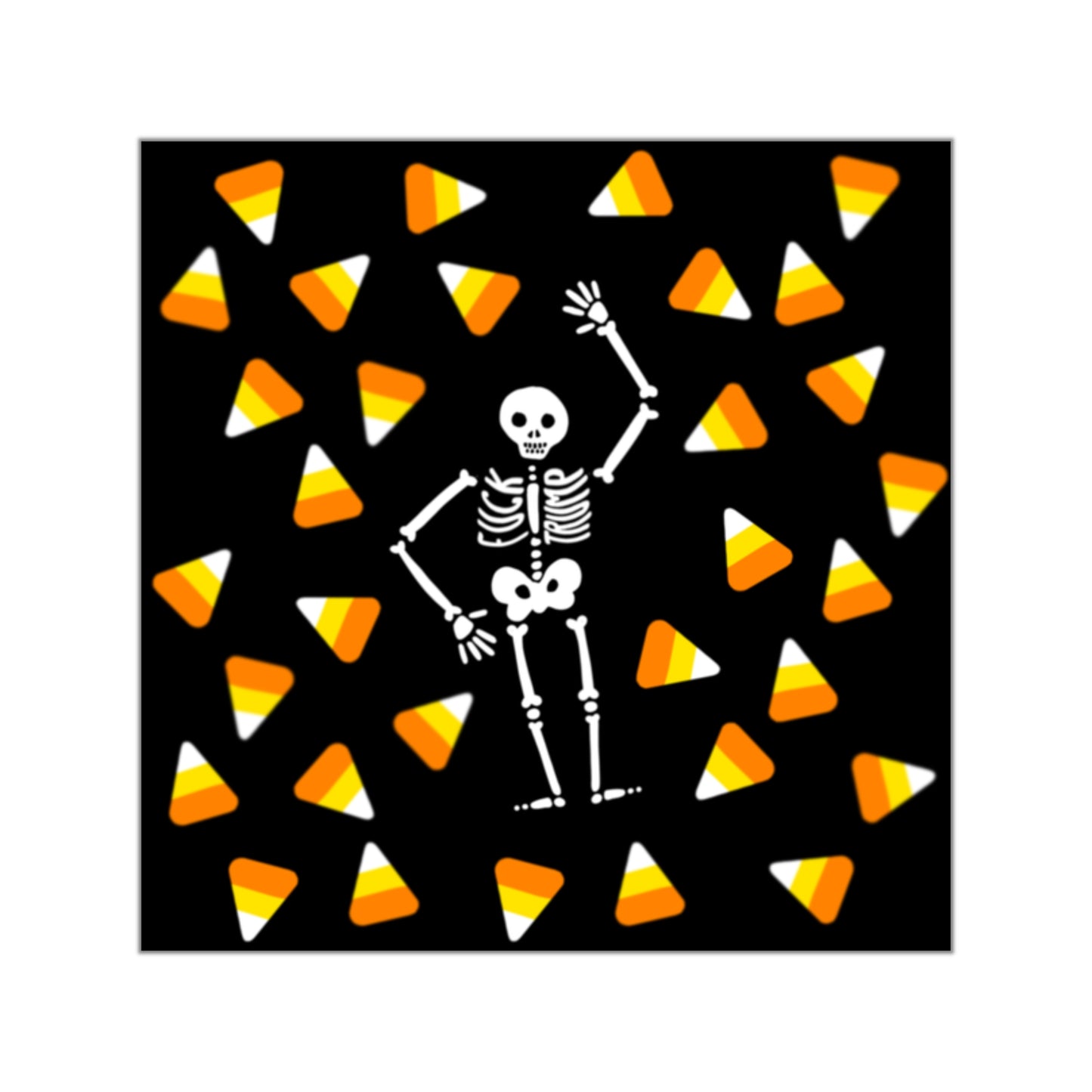 Halloween Candy Corn Square Vinyl Sticker FDT Dancing Skeleton Design