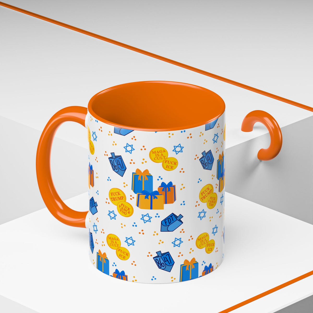 Hanukkah Gift Coffee Mug – Happy Hanukkah Dreidel Gelt Gifts FDT Mug