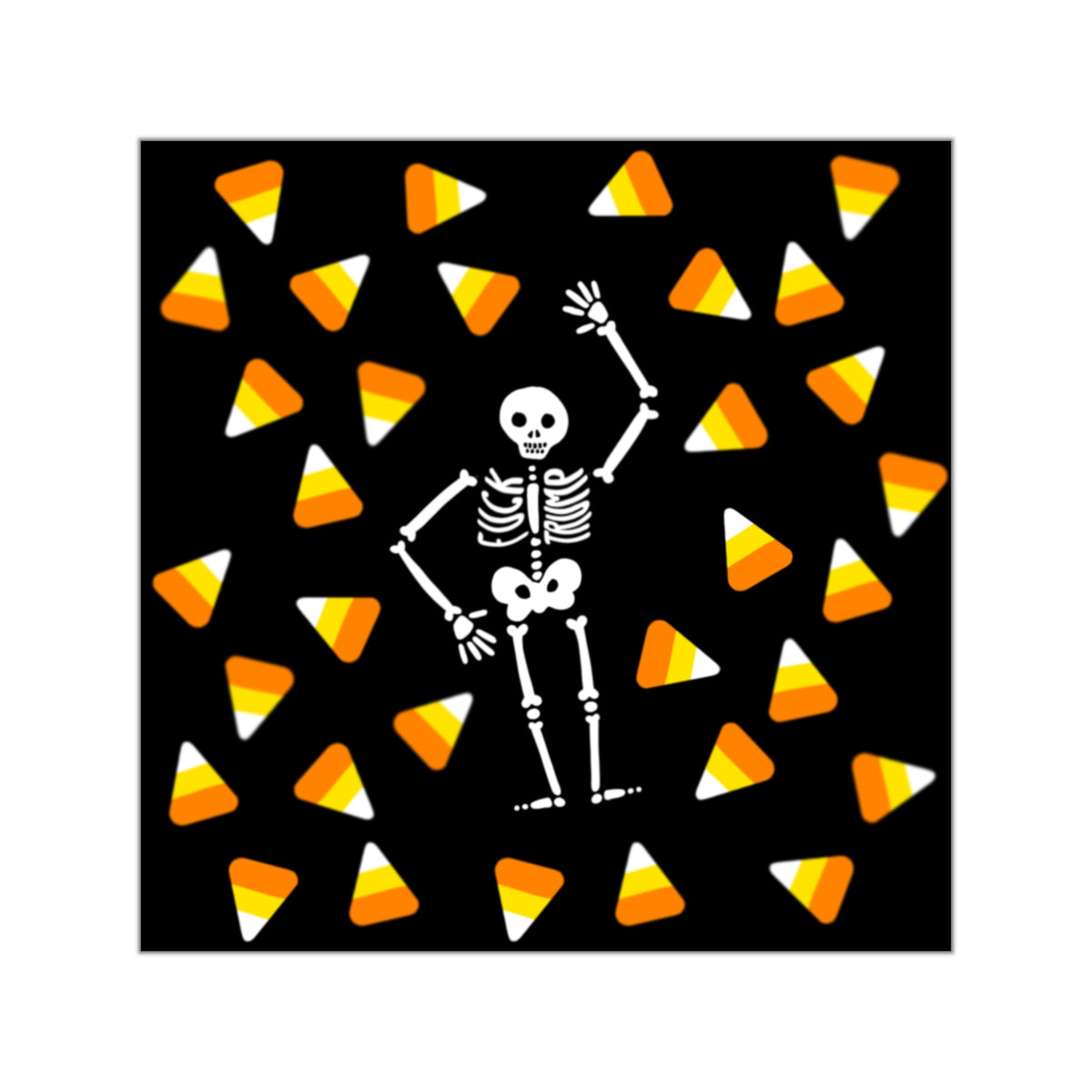 Halloween Candy Corn Square Vinyl Sticker FDT Dancing Skeleton Design