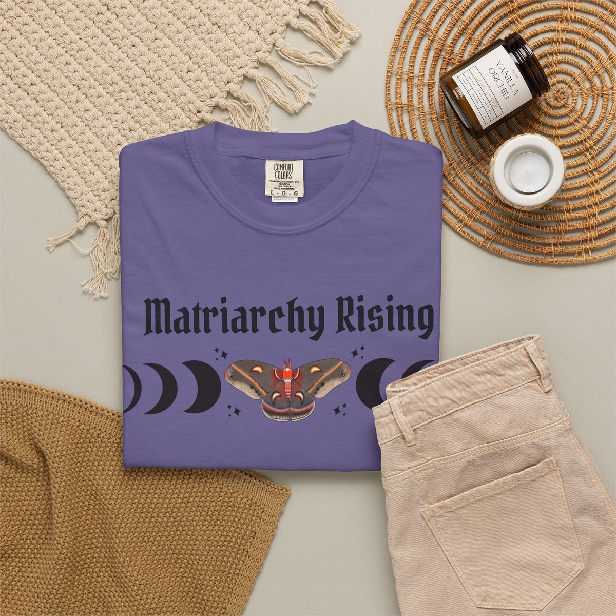 Matriarchy Rising Tee Moon Phases & Moth Feminist Graphic T-Shirt