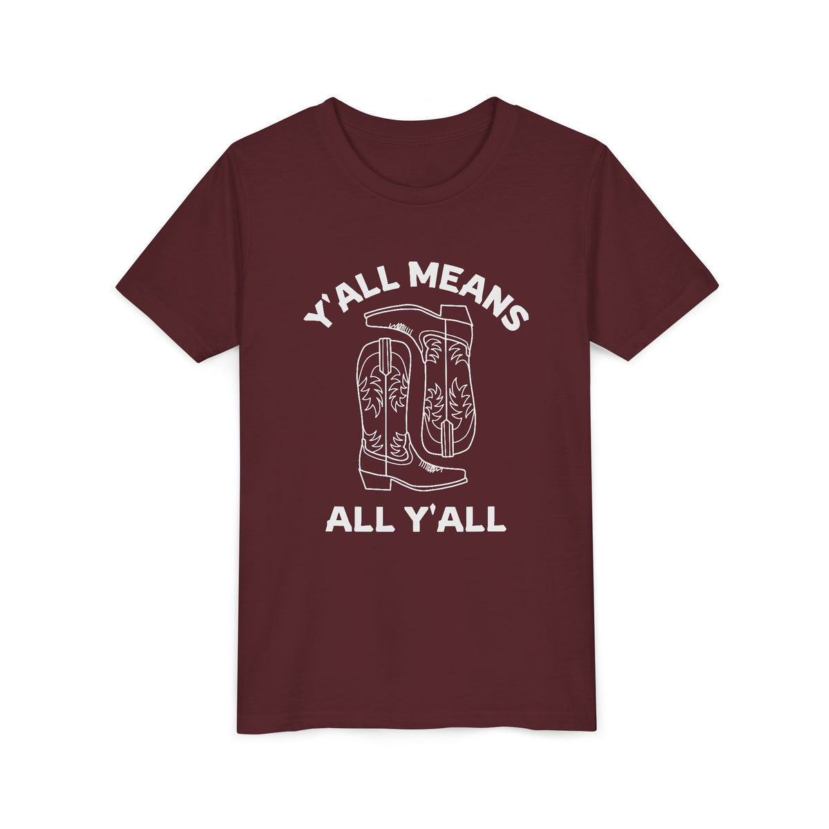 Youth Y’all Means All Y’all Cowboy Boot Graphic T-Shirt
