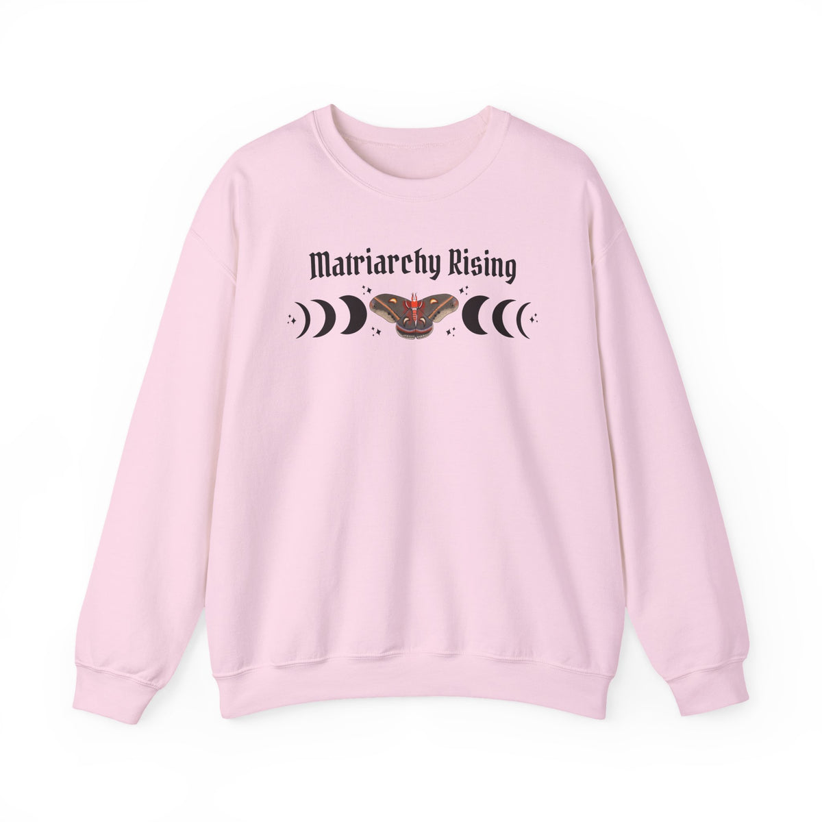 Matriarchy Rising Witchy Moon Phases Moth Crewneck Sweatshirt