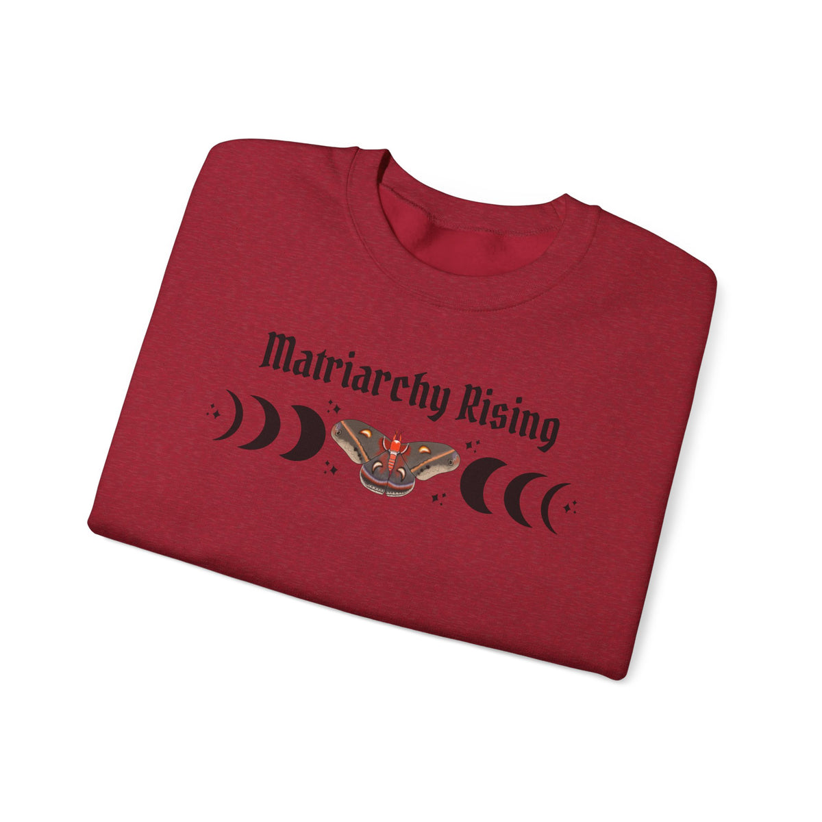Matriarchy Rising Witchy Moon Phases Moth Crewneck Sweatshirt
