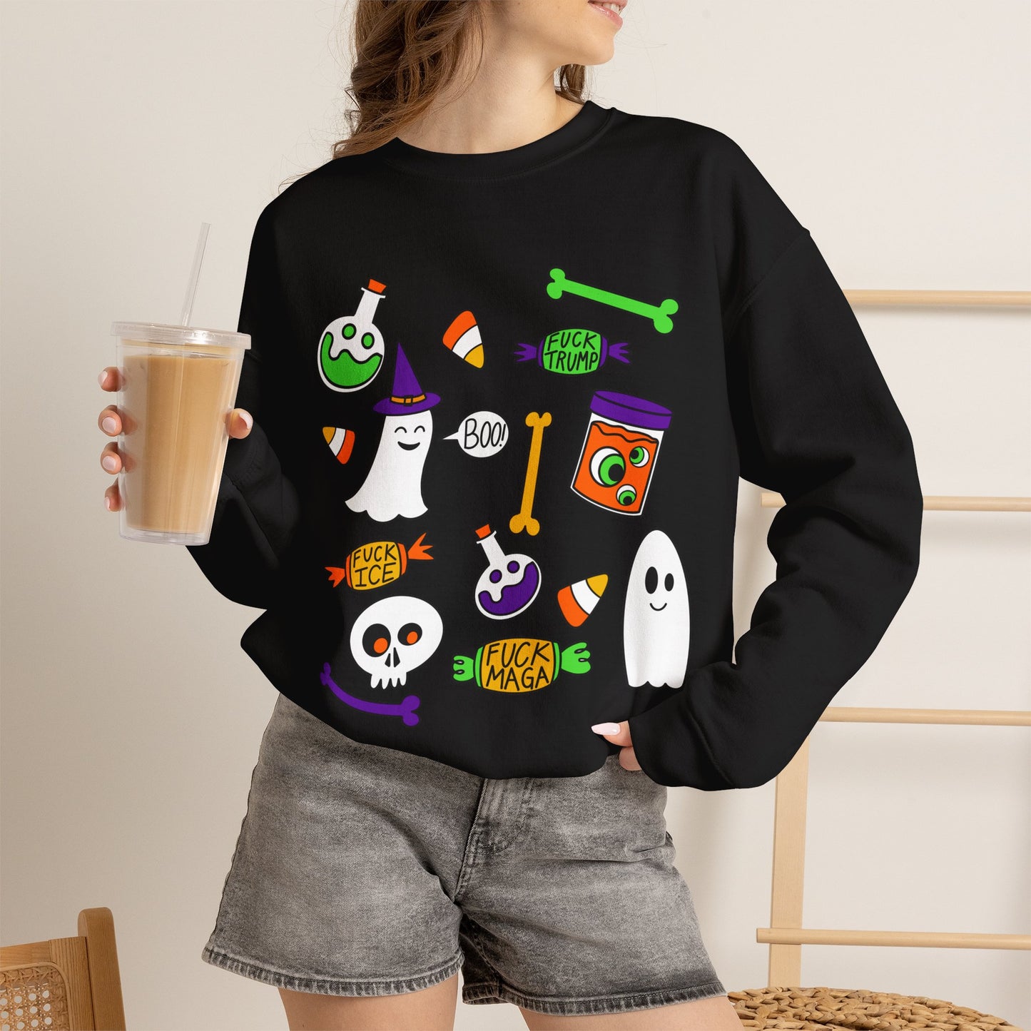 Halloween Candy Ghosts Crewneck Sweatshirt — Cute Spooky Graphic