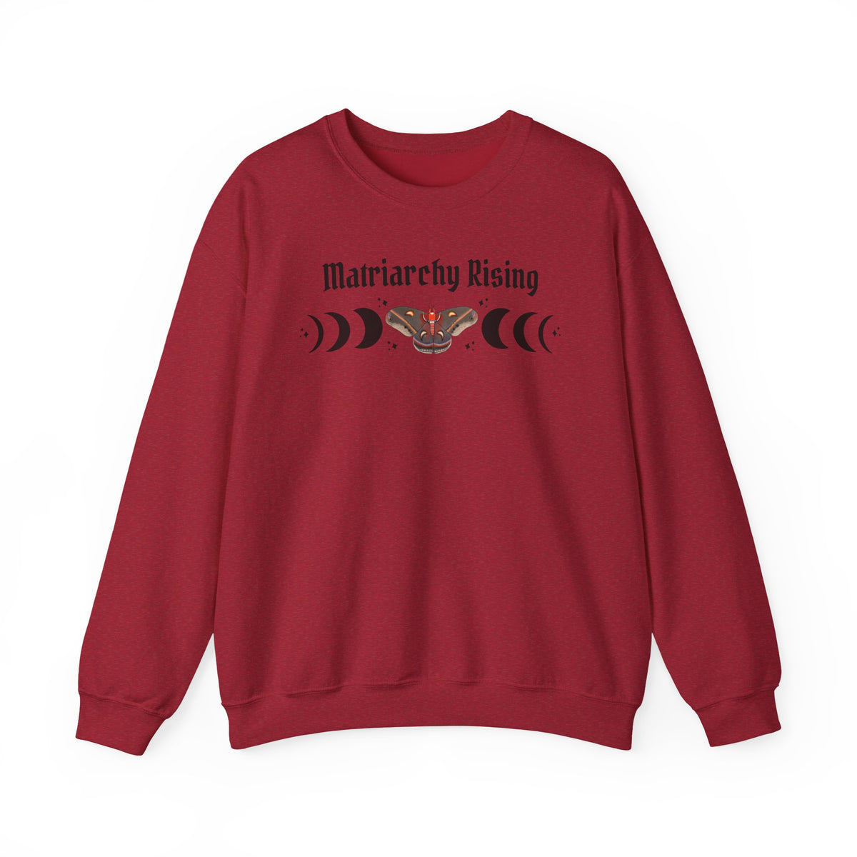 Matriarchy Rising Witchy Moon Phases Moth Crewneck Sweatshirt