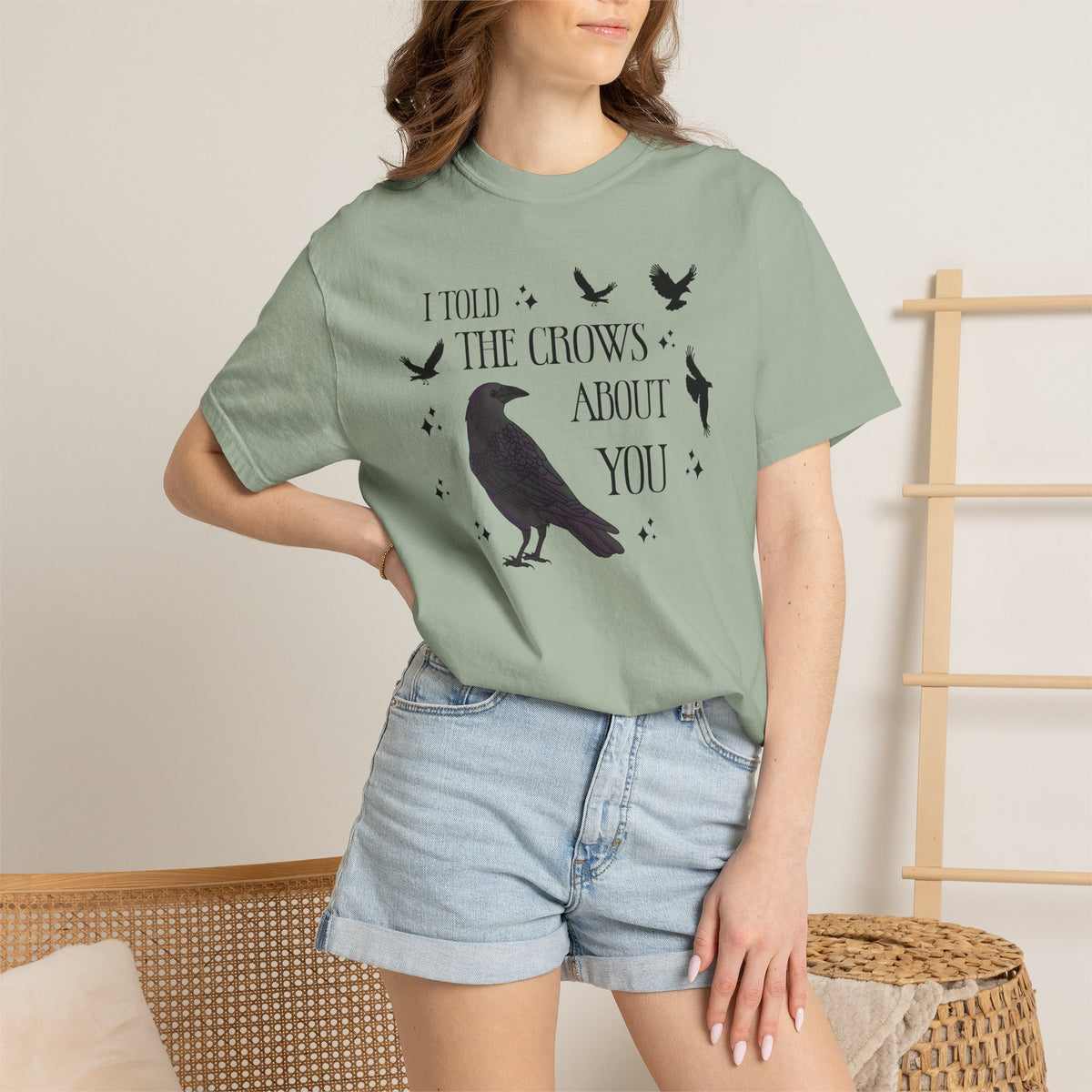I Told The Crows About You Witchy Crow Raven Graphic Tee