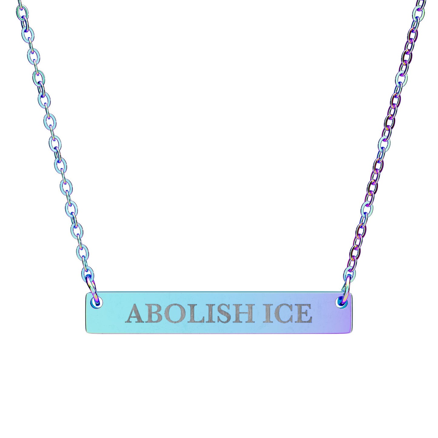 Abolish Ice Bar Necklace | Horizontal Engraved Pendant