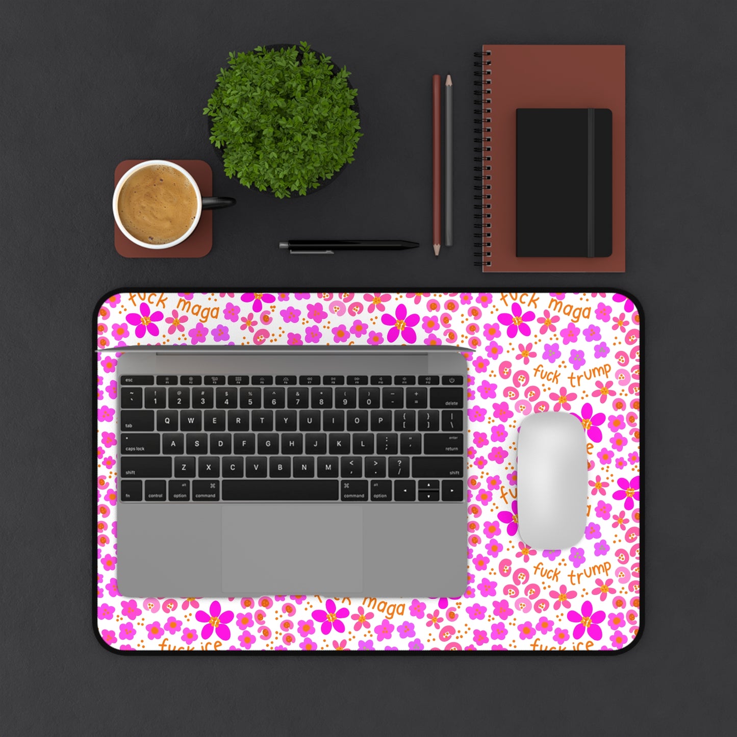 Slightly Subtle Pink Floral Pattern desk mat | Flower Print Pet Mat