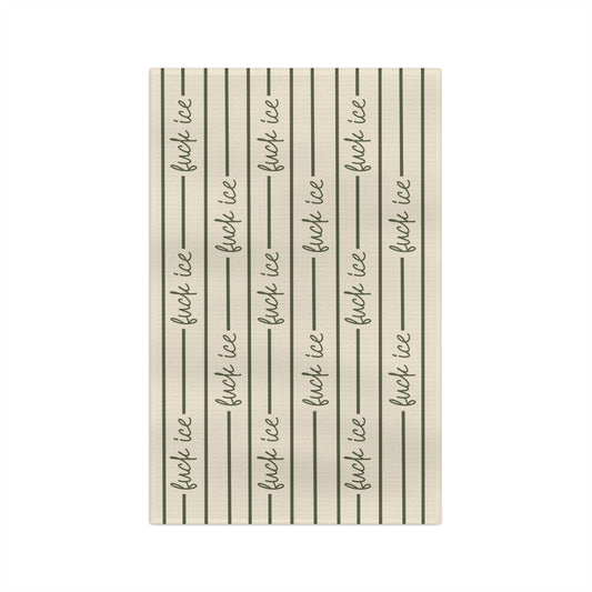 flour to table striped script Microfiber Tea Towel | farmhouse kitchen stripes ice