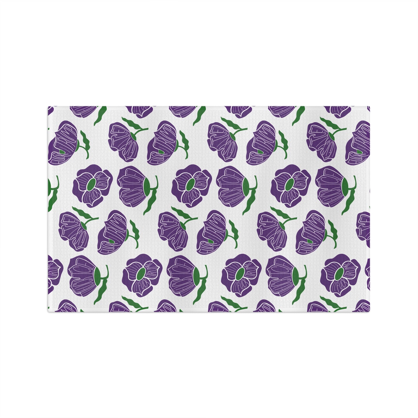 Slightly Subtle Purple Poppy Pattern Microfiber Tea Towel | Floral Kitchen Linen