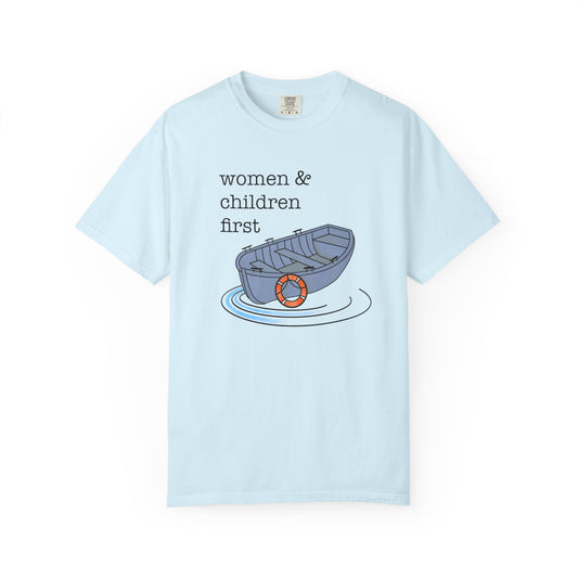 Lifeboat Matriarchy Women & Children First Nautical Boat Graphic T-Shirt