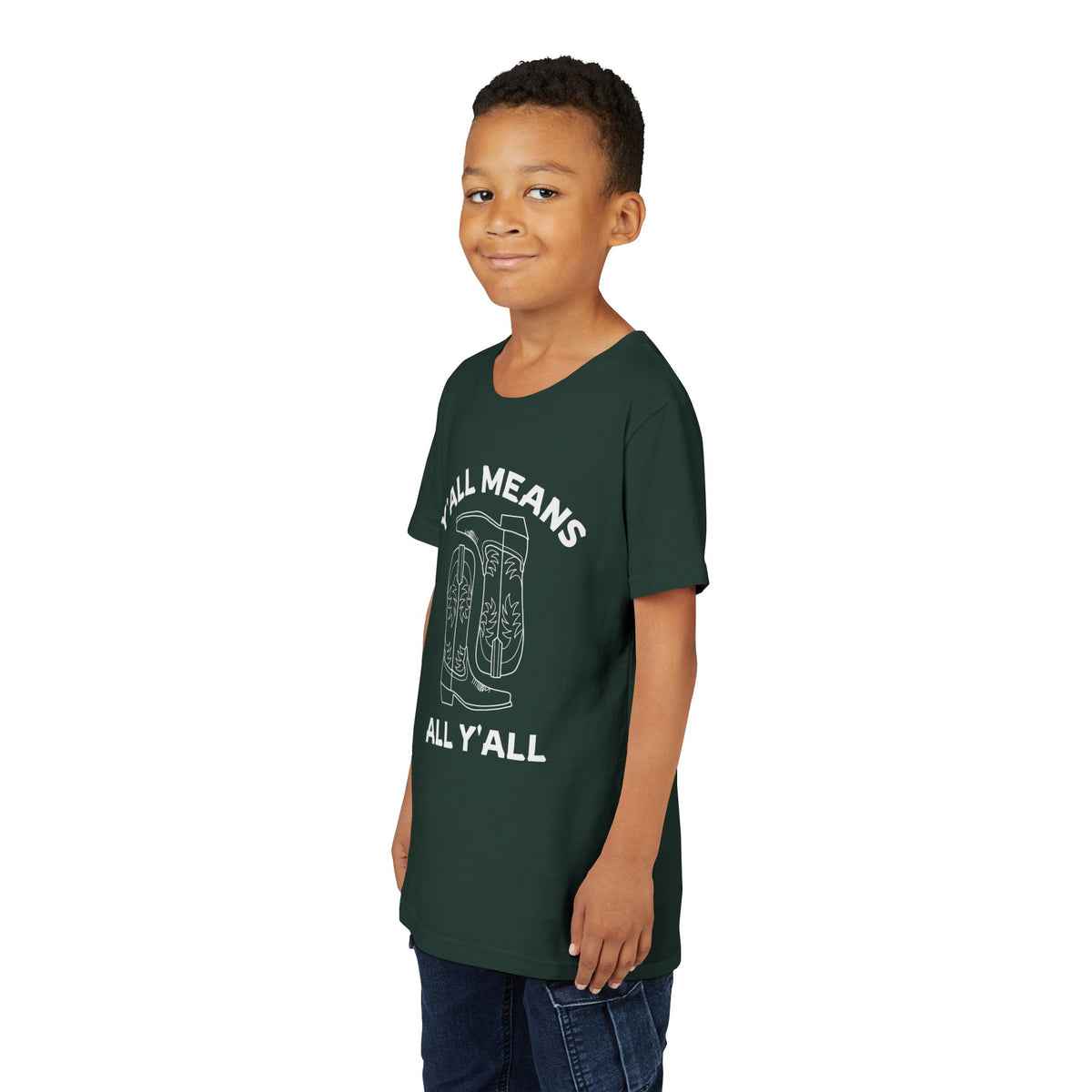 Youth Y’all Means All Y’all Cowboy Boot Graphic T-Shirt