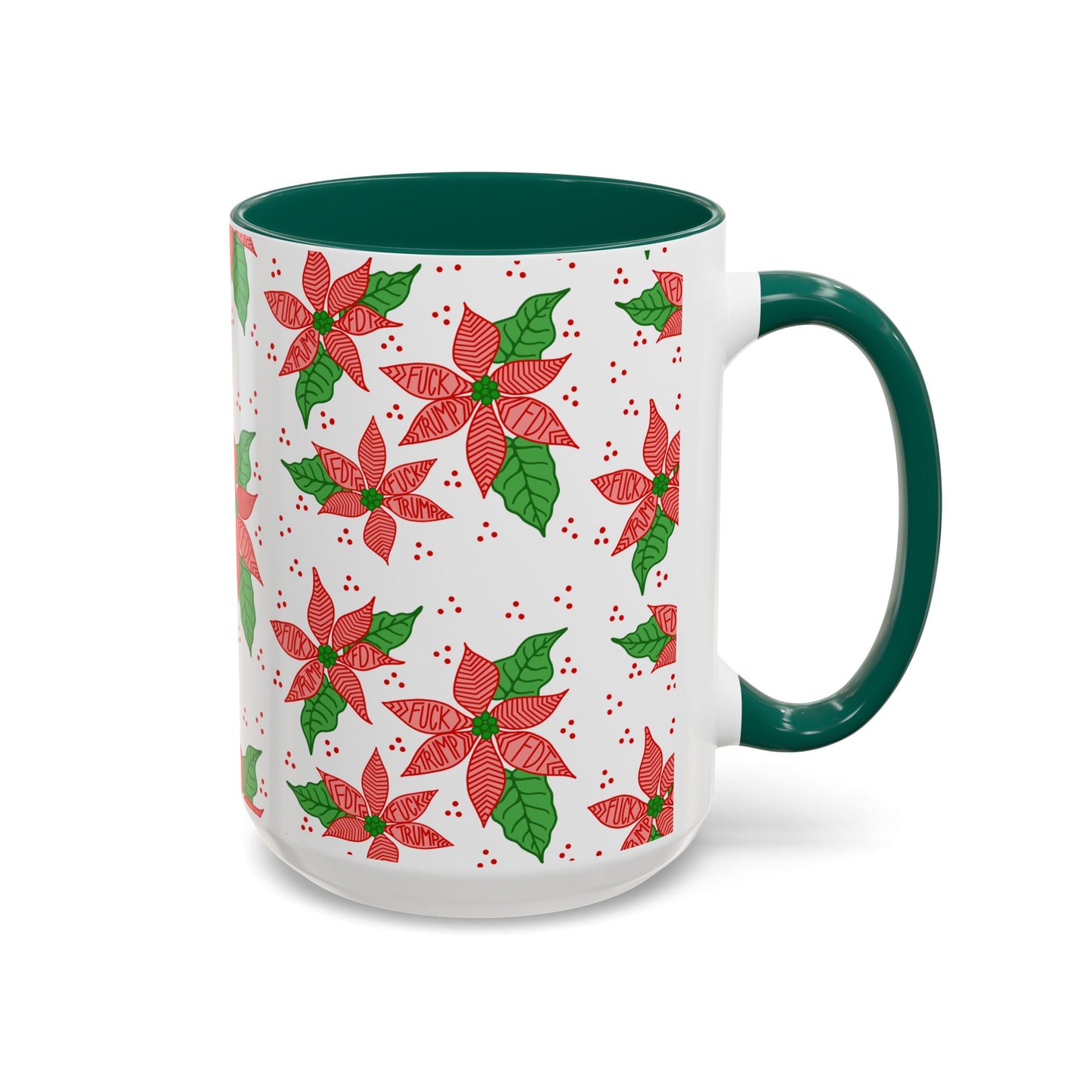 Slightly Subtle Poinsettia Holiday Mugs - Christmas FDT Design | Festive Coffee Mug, Gift for Christmas, Floral Tableware, Winter Decor