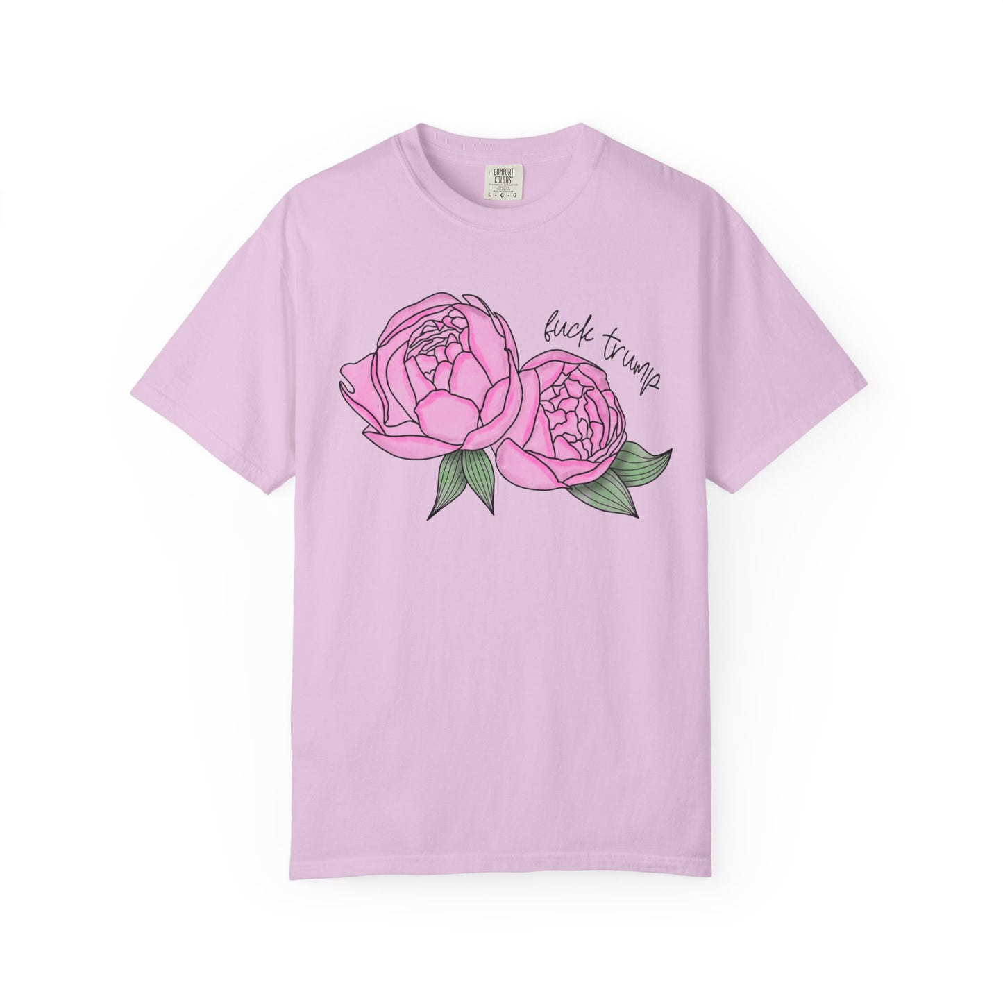 Slightly Subtle Pink Peony Floral Illustration T-shirt | Hand-drawn Blooms FDT