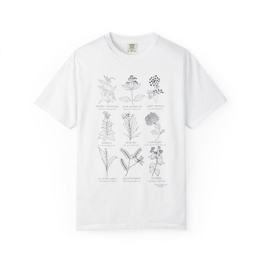 Deadly Nightshade Botanical Illustration T-Shirt | Vintage Plant Sketches, Floral Chart