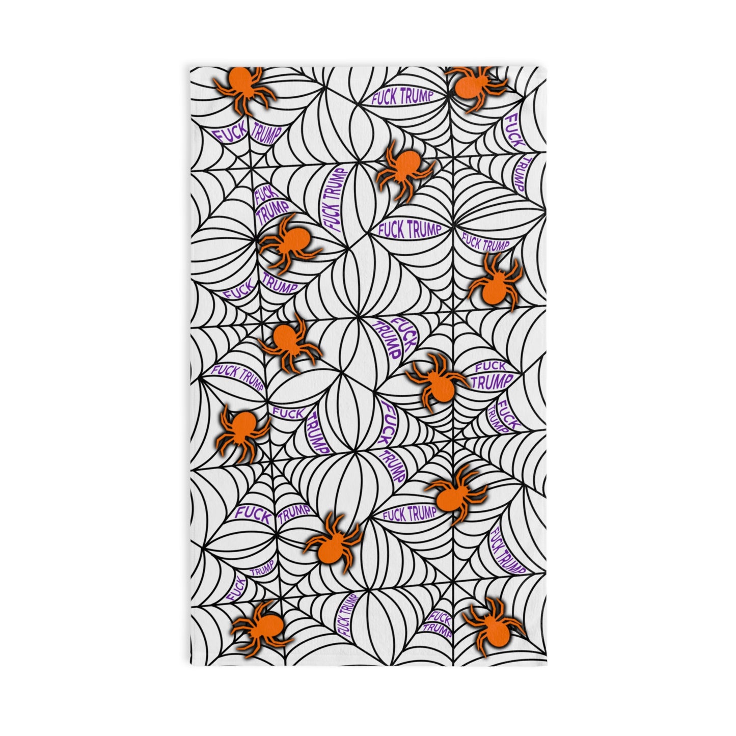 Slightly Subtle Spider Web Hand Towel, Spooky Trump Halloween Decor, Kitchen Towel, Bath Towel, Gift for Witch Lovers, Fall Home Accessory