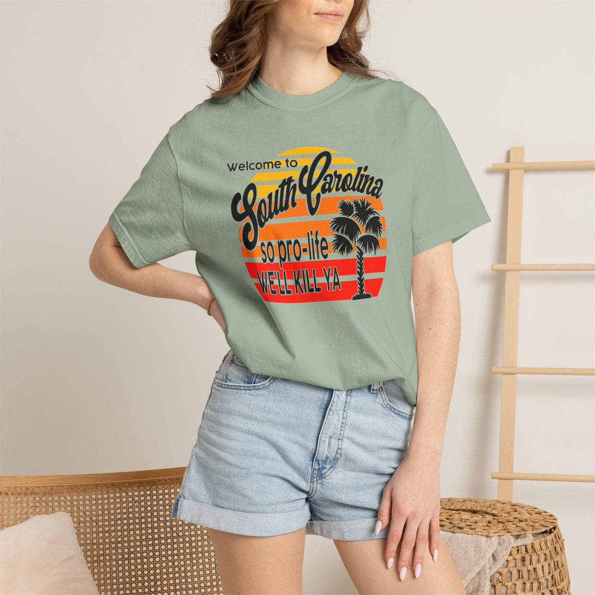 South Carolina Political Dark Humor Abortion Sunset T-Shirt Welcome to South Carolina Graphic Tee