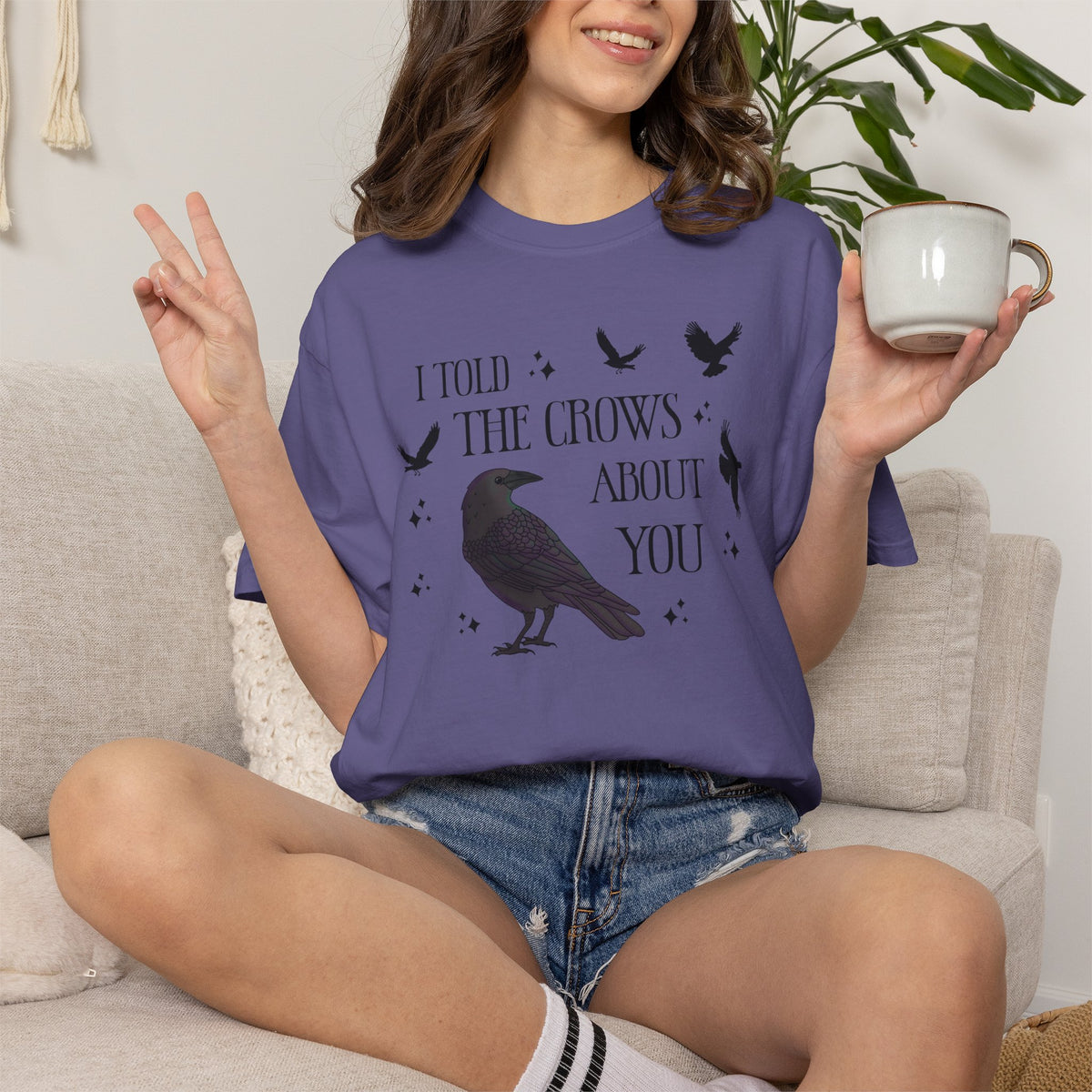 I Told The Crows About You Witchy Crow Raven Graphic Tee