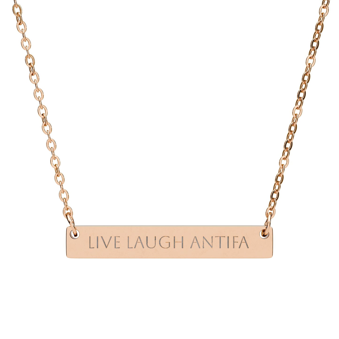 Live Laugh Antifa horizontal bar necklace | engraved pendant