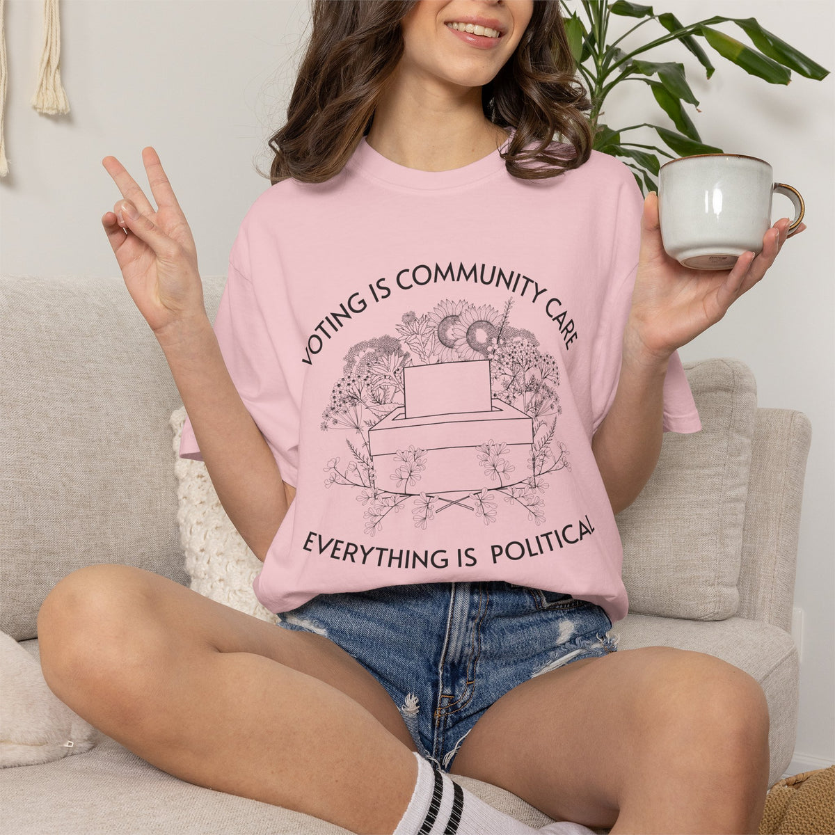 Voting Is Community Care T-Shirt Everything Is Political Vote Graphic Tee