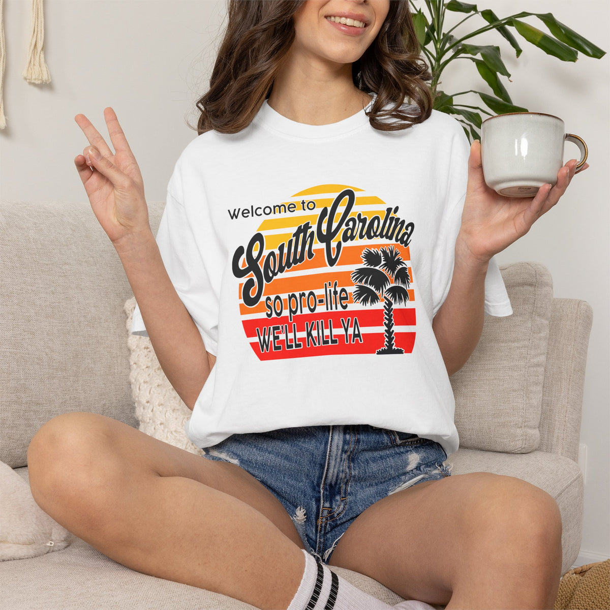 South Carolina Political Dark Humor Abortion Sunset T-Shirt Welcome to South Carolina Graphic Tee