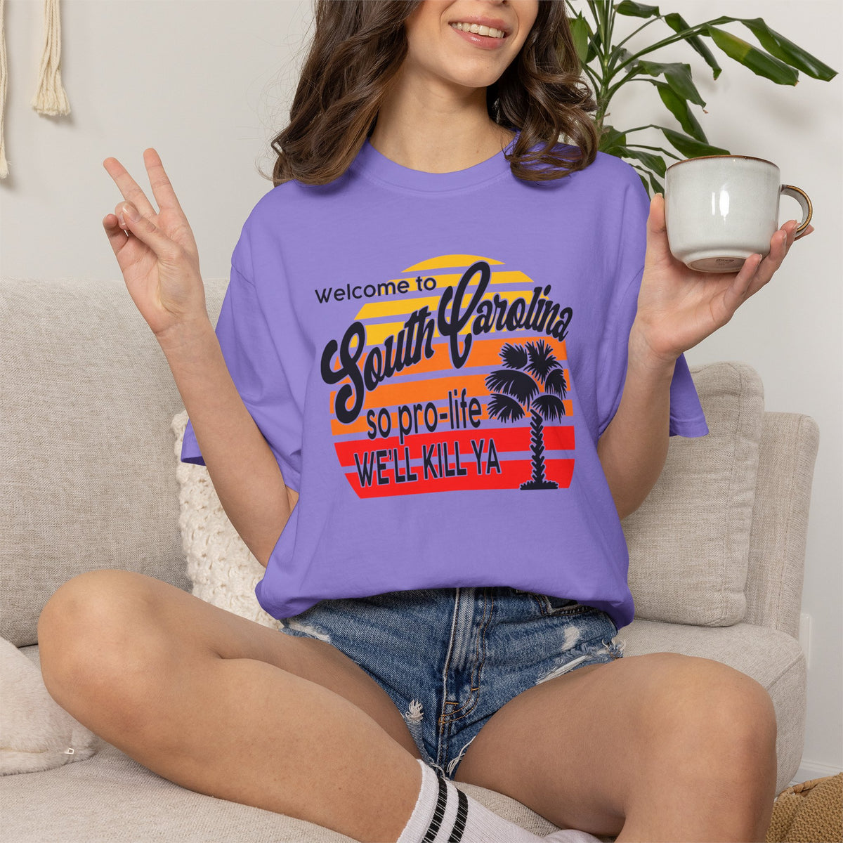 South Carolina Political Dark Humor Abortion Sunset T-Shirt Welcome to South Carolina Graphic Tee