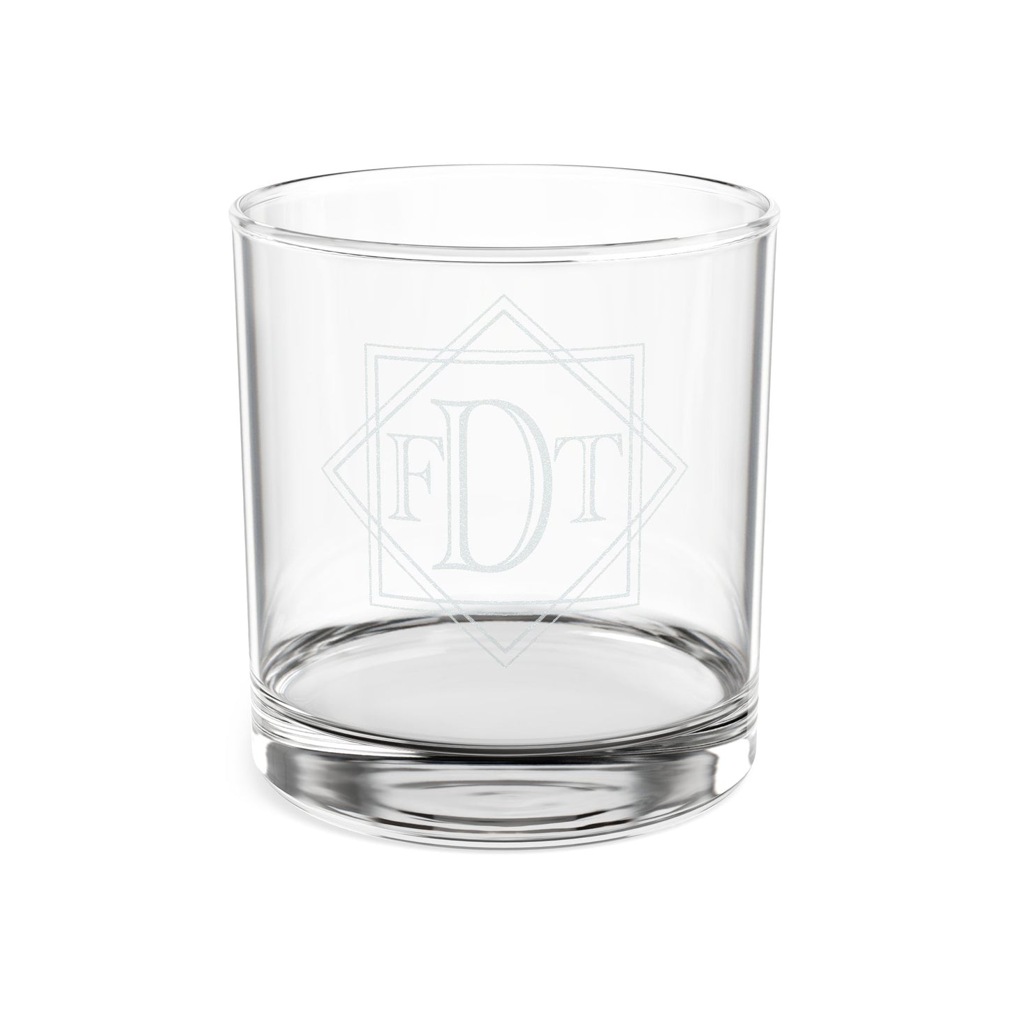 FDT Monogram Diamond Crest Whiskey Glass | Engraved 10.5oz Rocks Glass Gift