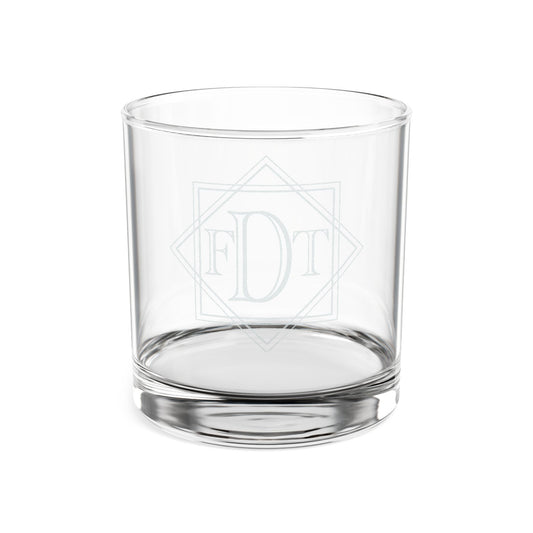 FDT Monogram Diamond Crest Whiskey Glass | Engraved 10.5oz Rocks Glass Gift