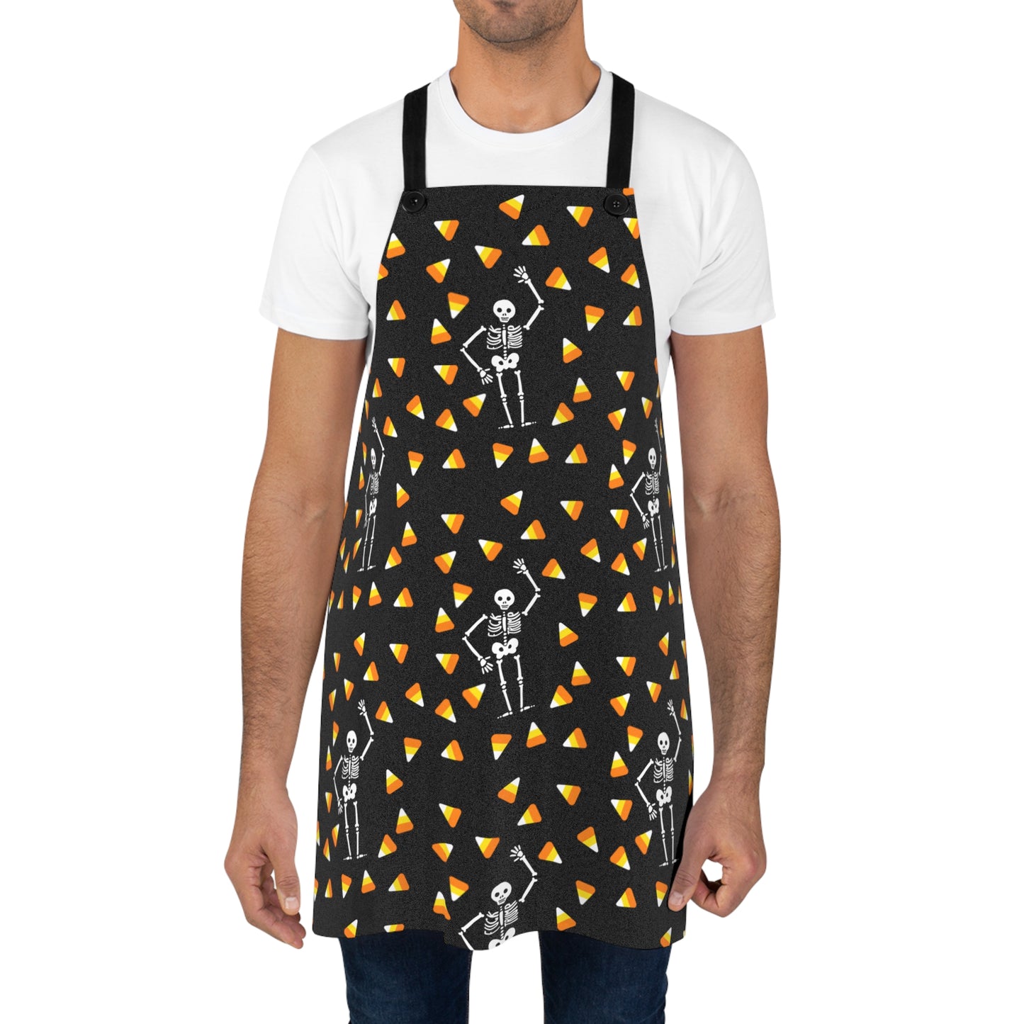 Slightly Spooky Halloween Skeleton Black Apron, Funny Cooking Gift, Baking Apron, Spooky Kitchen Decor, Gift Chefs Fall Autumn Candy Corn