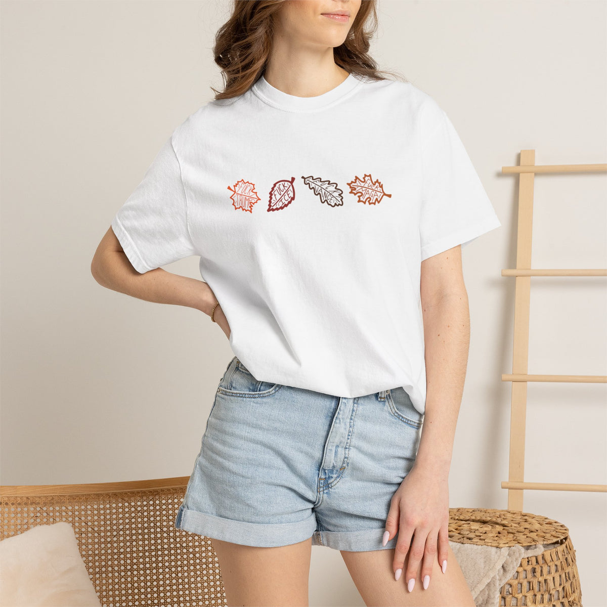 Autumn Leaves T-Shirt FDT Minimal Fall Foliage Graphic Tee