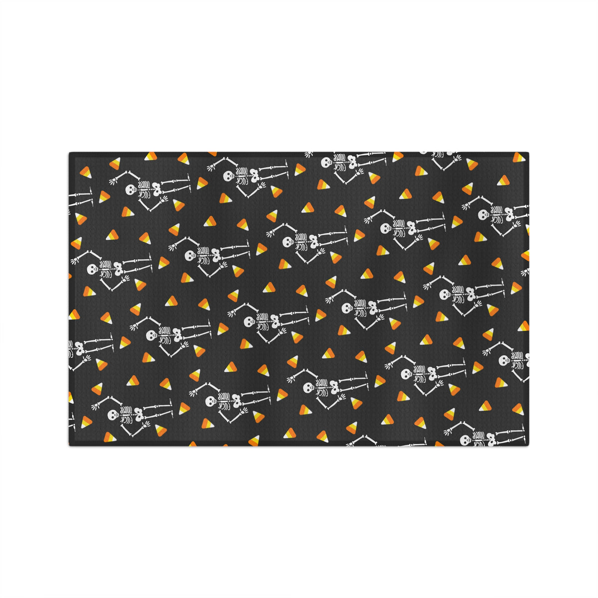 Halloween Skeleton & Candy Corn Microfiber Tea Towel Grey