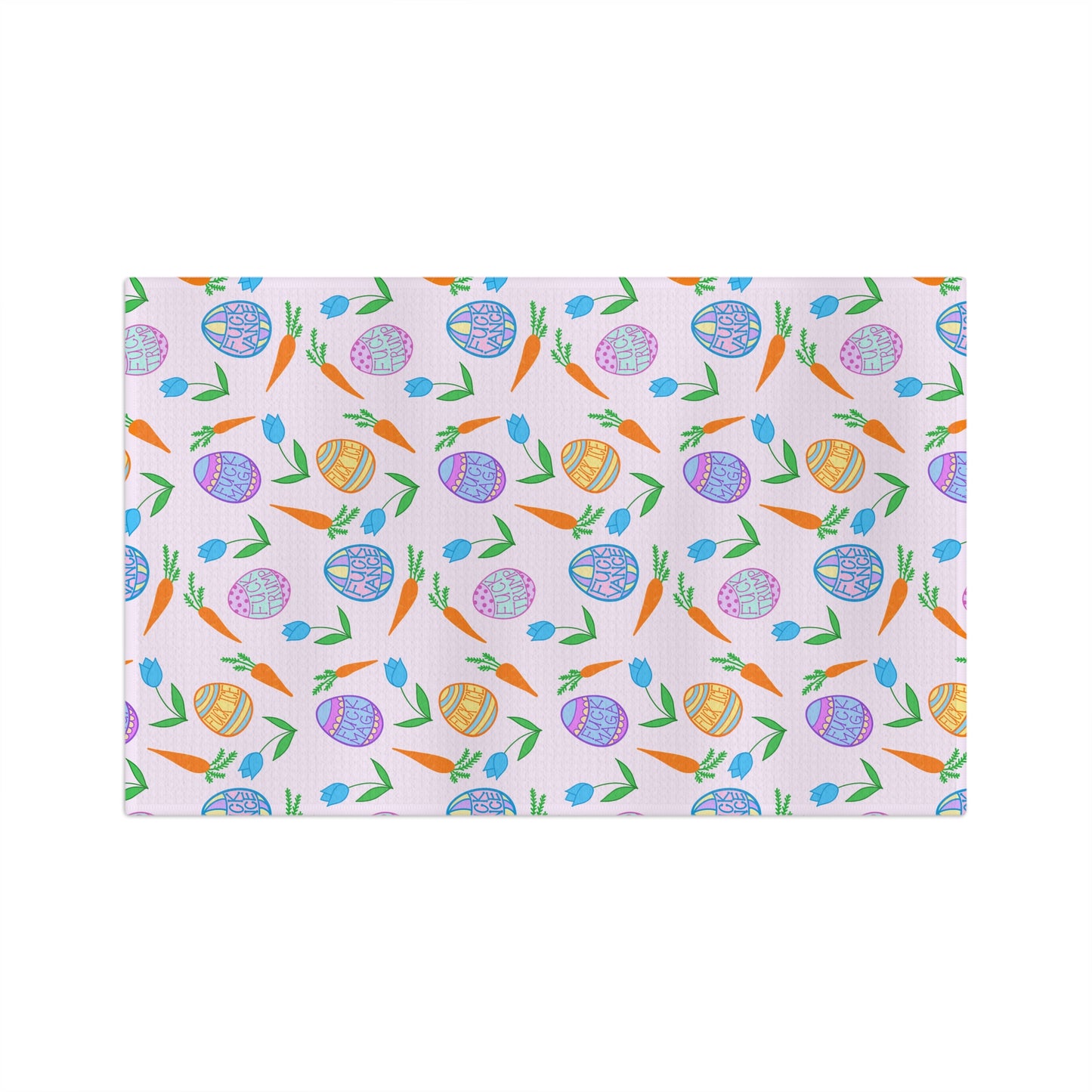 Slightly Subtle Easter Egg and Carrot Pattern Microfiber Tea Towel | Pastel Spring Kitchen